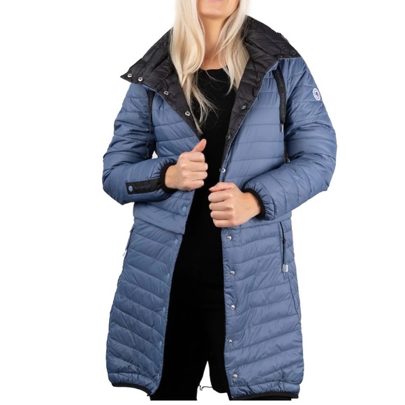 HAZEL 7 IN 1 COUNTRY BLUE & GREY ELEVEN ELFS DOWN COAT - Picture 2 of 16
